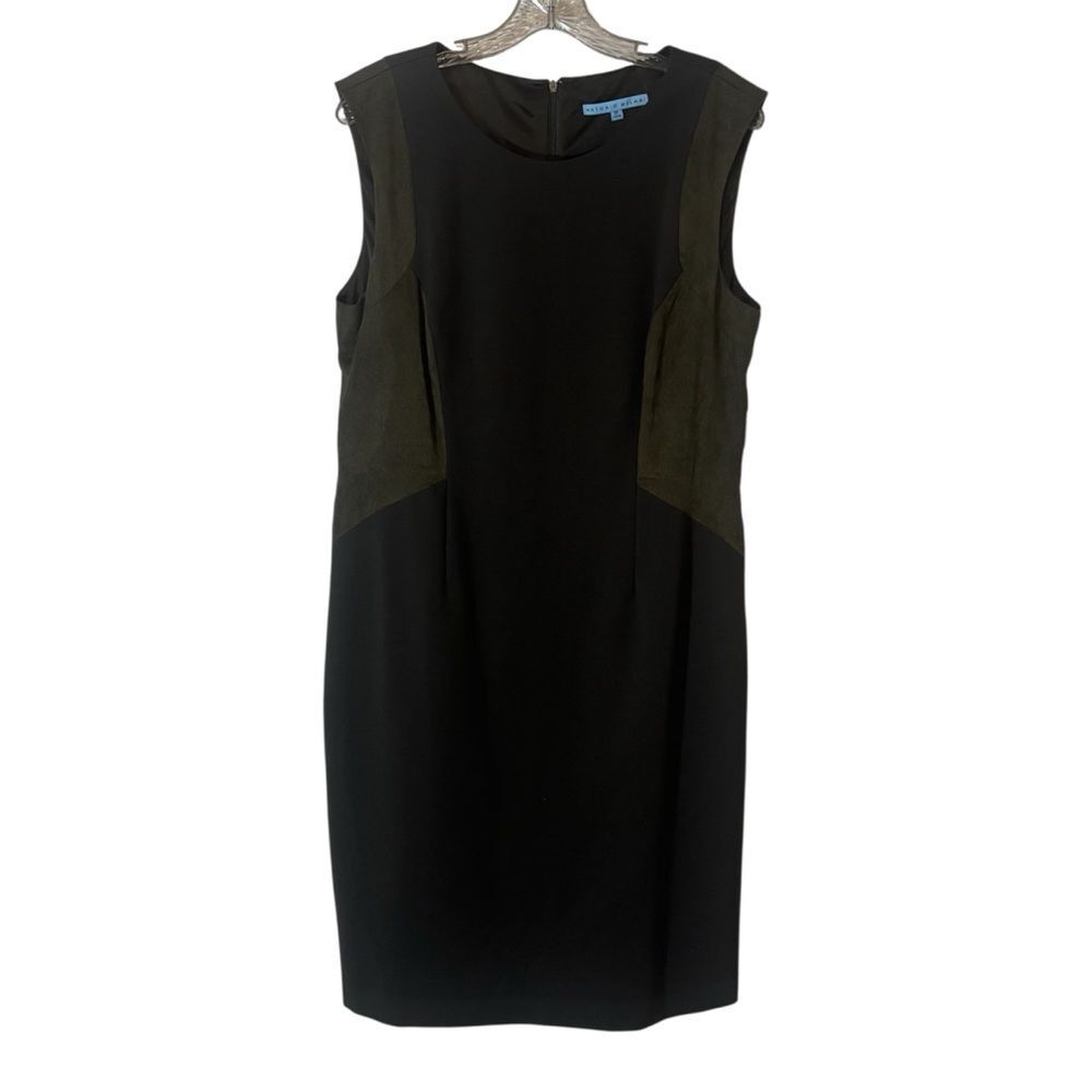 ANTONIO MELANI Chantal Green Olive Scoop Neckline Sheath Dress SZ 12 NWT